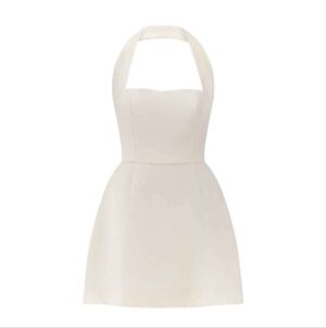 Classic Halter Ivory Bridal A-Line Dress